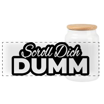 Scroll Dich Dumm Typo Print - Panorama Keksdose mit Holzdeckel - Weiß - Vorne