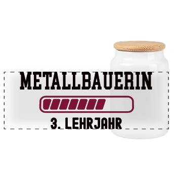 Apprenticeship as a metalworker 3rd year of apprenticeship as a metalworker - Panoramic Cookie Jar with Wooden Lid - white - Front