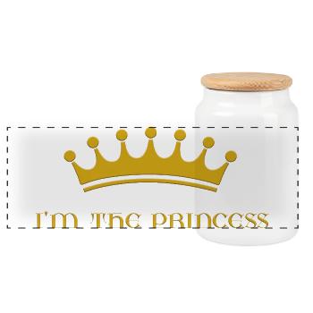 I'm the princess - Panoramic Cookie Jar with Wooden Lid - white - Front