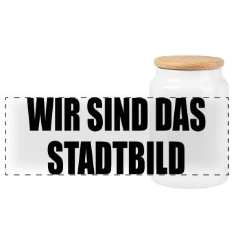 wir sind das stadtbild - Panorama Keksdose mit Holzdeckel - Weiß - Vorne