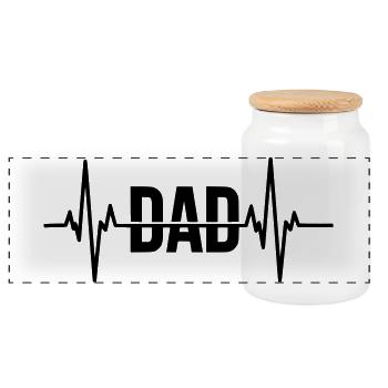 Dad Herzschlag – Vater Geschenk - Panorama Keksdose mit Holzdeckel - Weiß - Vorne