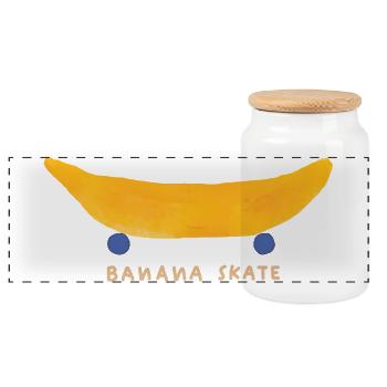 Banane Lustige Frucht Illustration - Panorama Keksdose mit Holzdeckel - Weiß - Vorne