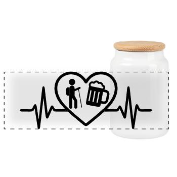 Bière de randonnée Heart - Boîte à biscuits avec couvercle en bois - blanc - Devant