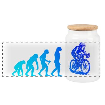 Great road bike gift for road bike - Panoramic Cookie Jar with Wooden Lid - white - Front