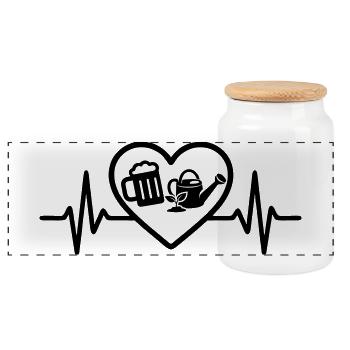 Humour de jardinage et de bière en cœur - Boîte à biscuits avec couvercle en bois - blanc - Devant