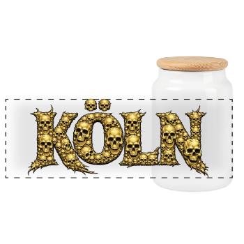 COLOGNE | Lettres du Crâne d’Or - Boîte à biscuits avec couvercle en bois - blanc - Devant