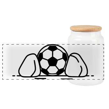 Fußball am Boden Anstoß Symbol Vektor - Panorama Keksdose mit Holzdeckel - Weiß - Vorne