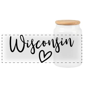 Wisconsin Heart Women's Love Wisconsin - Panorama Keksdose mit Holzdeckel - Weiß - Vorne