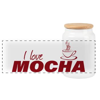 J’ADORE LE MOKA - Boîte à biscuits avec couvercle en bois - blanc - Devant