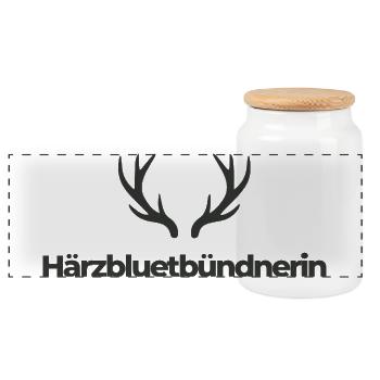 Härzbluetgraubünden - Panoramic Cookie Jar with Wooden Lid - white - Front