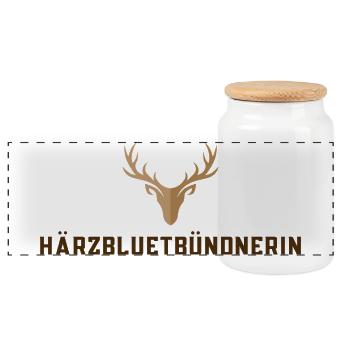 Härzbluetgraubünden - Panoramic Cookie Jar with Wooden Lid - white - Front