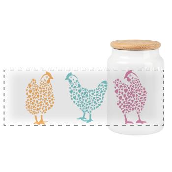 Fans de poulet - Coq - Coq - Poulet fleur - Bio - Boîte à biscuits avec couvercle en bois - blanc - Devant