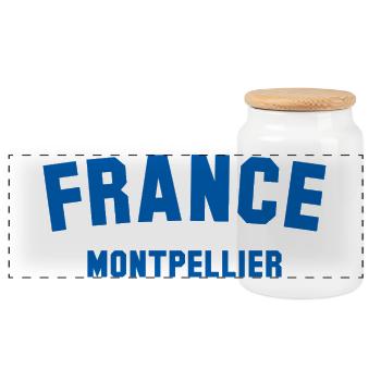 Montpellier, France, France - Boîte à biscuits avec couvercle en bois - blanc - Devant