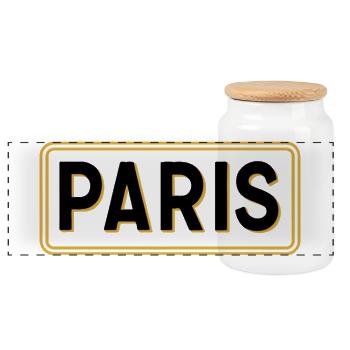 Schwarz-Gold-Pariser Schild – Französisches Stadtschild - Panorama Keksdose mit Holzdeckel - Weiß - Vorne