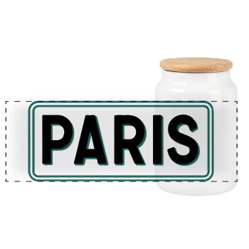 Paris Vintage Street Sign - Panoramic Cookie Jar with Wooden Lid - white - Front
