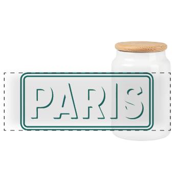 Panneau Paris Line Art Vert Blanc - Boîte à biscuits avec couvercle en bois - blanc - Devant