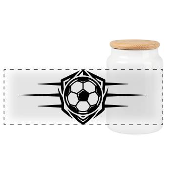 Soccer Icon - Panoramic Cookie Jar with Wooden Lid - white - Front