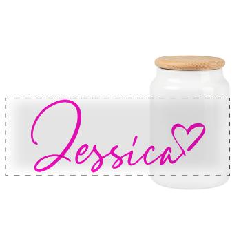 Jessica Signature Neon Pink - Panoramic Cookie Jar with Wooden Lid - white - Front