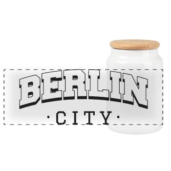 Berlin City - Panorama Keksdose mit Holzdeckel - Weiß - Vorne