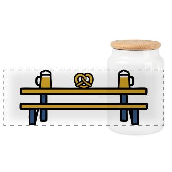 Beer garden table folk festival pretzel beer regulars' table - Panoramic Cookie Jar with Wooden Lid - white - Front