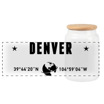 Denver, Colorado, coordonnées : planète Terre - Boîte à biscuits avec couvercle en bois - blanc - Devant