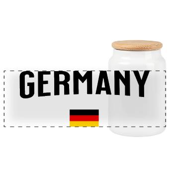 Germany - Panoramic Cookie Jar with Wooden Lid - white - Front