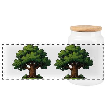 Twin Forest Cartoon - Panoramic Cookie Jar with Wooden Lid - white - Front