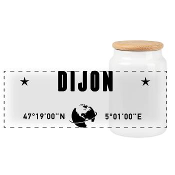 Dijon France Coordonnées Gps Globe - Boîte à biscuits avec couvercle en bois - blanc - Devant