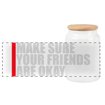 Assurez-vous que vos amis vont bien Logo de citation des amis - Boîte à biscuits avec couvercle en bois - blanc - Devant