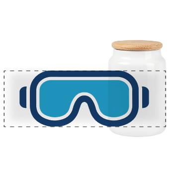 Safety Goggles Eye Protection Icon - Panoramic Cookie Jar with Wooden Lid - white - Front