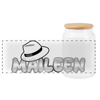 First name Maileen - Panoramic Cookie Jar with Wooden Lid - white - Front