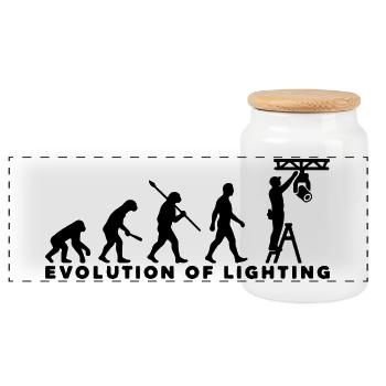Evolution of Lighting – Veranstaltungstechnik - Panorama Keksdose mit Holzdeckel - Weiß - Vorne