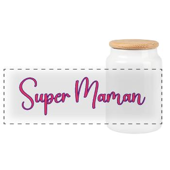 Super_Maman_ - Boîte à biscuits avec couvercle en bois - blanc - Devant