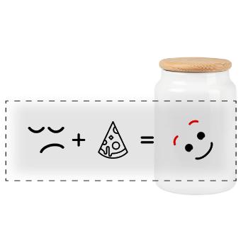 Awaiting design upload - Panoramic Cookie Jar with Wooden Lid - white - Front