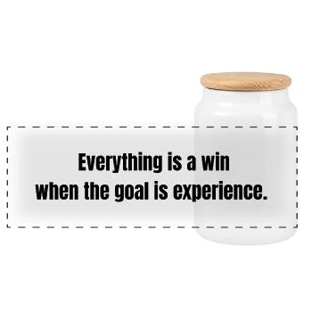 Everything is a Win – Experience Quote - Panorama Keksdose mit Holzdeckel - Weiß - Vorne