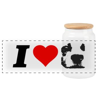 I Love Jack Russel - Panorama Keksdose mit Holzdeckel - Weiß - Vorne