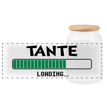 Aunt loading loading bar - Panoramic Cookie Jar with Wooden Lid - white - Front