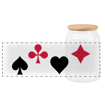 Pik Ass Herz Poker Blackjack Symbol Karten Kasino - Panorama Keksdose mit Holzdeckel - Weiß - Vorne