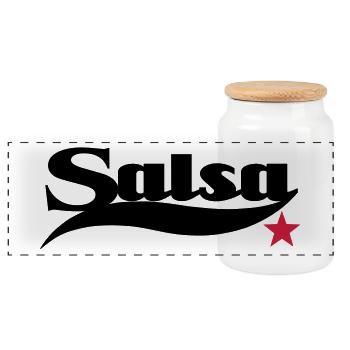 Salsa - Salsa Dance Shirt - Panorama Keksdose mit Holzdeckel - Weiß - Vorne