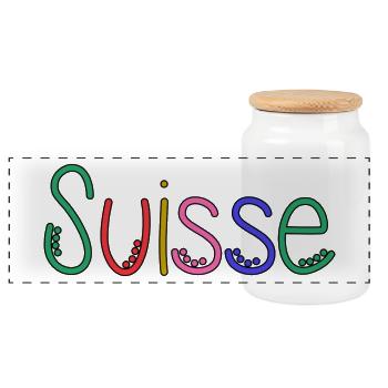 SWITZERLAND. HUMOR. COUNTRY. FLAG - Panoramic Cookie Jar with Wooden Lid - white - Front