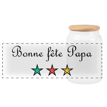 BONNE FÊTE PAPA. PAPA. FÊTE DES PÈRES. BONNE FÊTE - Boîte à biscuits avec couvercle en bois - blanc - Devant