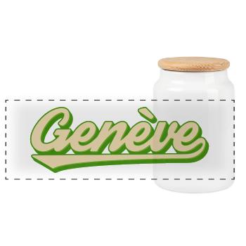 Genève Retro Script Limette - Panorama Keksdose mit Holzdeckel - Weiß - Vorne