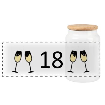 18th birthday 18 years of age - Panoramic Cookie Jar with Wooden Lid - white - Front