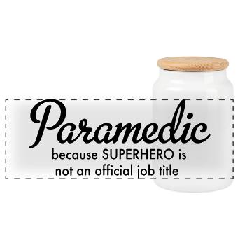 ambulance man - Panoramic Cookie Jar with Wooden Lid - white - Front