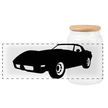 US Classic Car - Panorama Keksdose mit Holzdeckel - Weiß - Vorne
