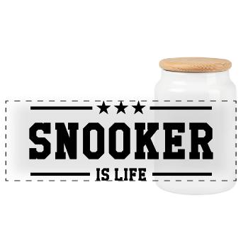 Snooker is life ! - Panoramic Cookie Jar with Wooden Lid - white - Front