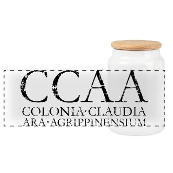CCAA Colonia Claudia Ara Agrippinensium - Panorama Keksdose mit Holzdeckel - Weiß - Vorne