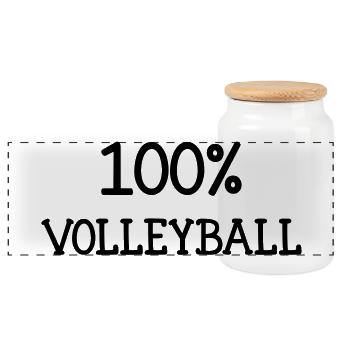 Volleyball - Volley Ball - Sport - Sportsman - Panoramic Cookie Jar with Wooden Lid - white - Front