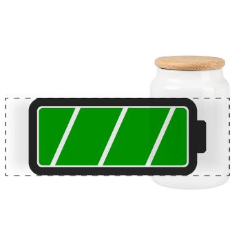Battery full - Panoramic Cookie Jar with Wooden Lid - white - Front