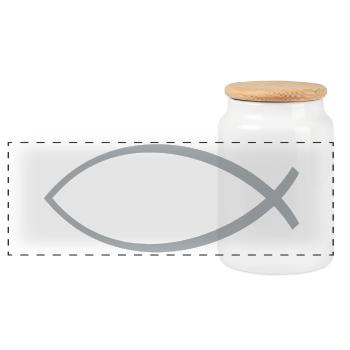 Ichtus poisson argent - Boîte à biscuits avec couvercle en bois - blanc - Devant
